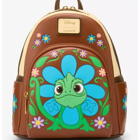 Loungefly Handbags - Loungefly Disney Tangled Pascal Mini Backpack Rapunzel Chameleon Floral Bag New